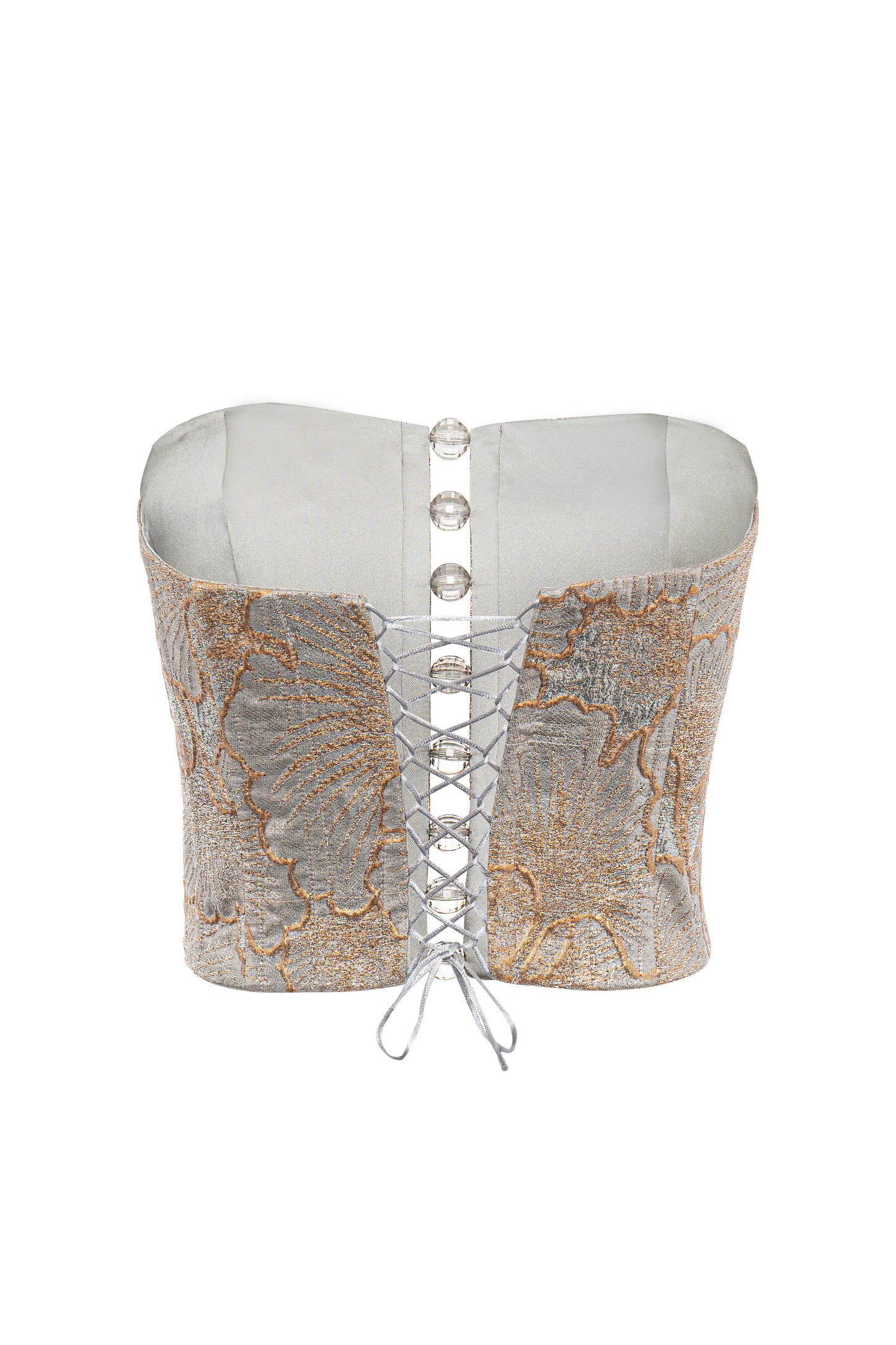 Angless - Patterned Strapless Corset Grey