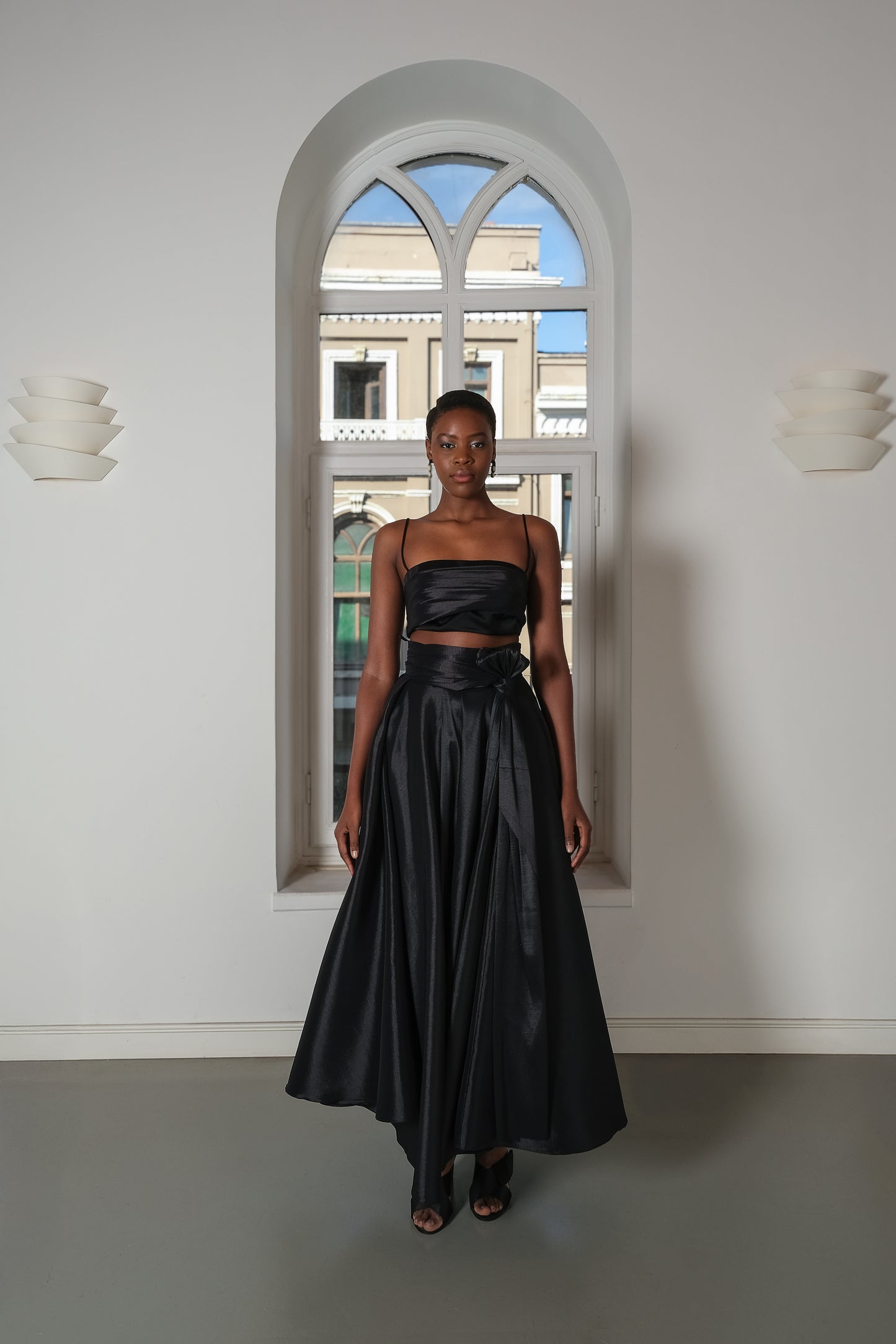 Stella - Mixed Taffeta and Satin Strappy Mini Top
