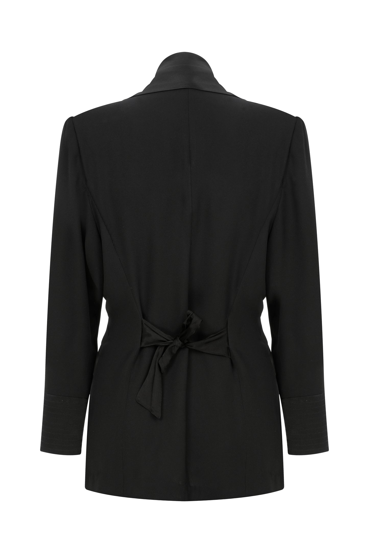 Laura - Double-breasted Satin-trimmed Crepe Blazer