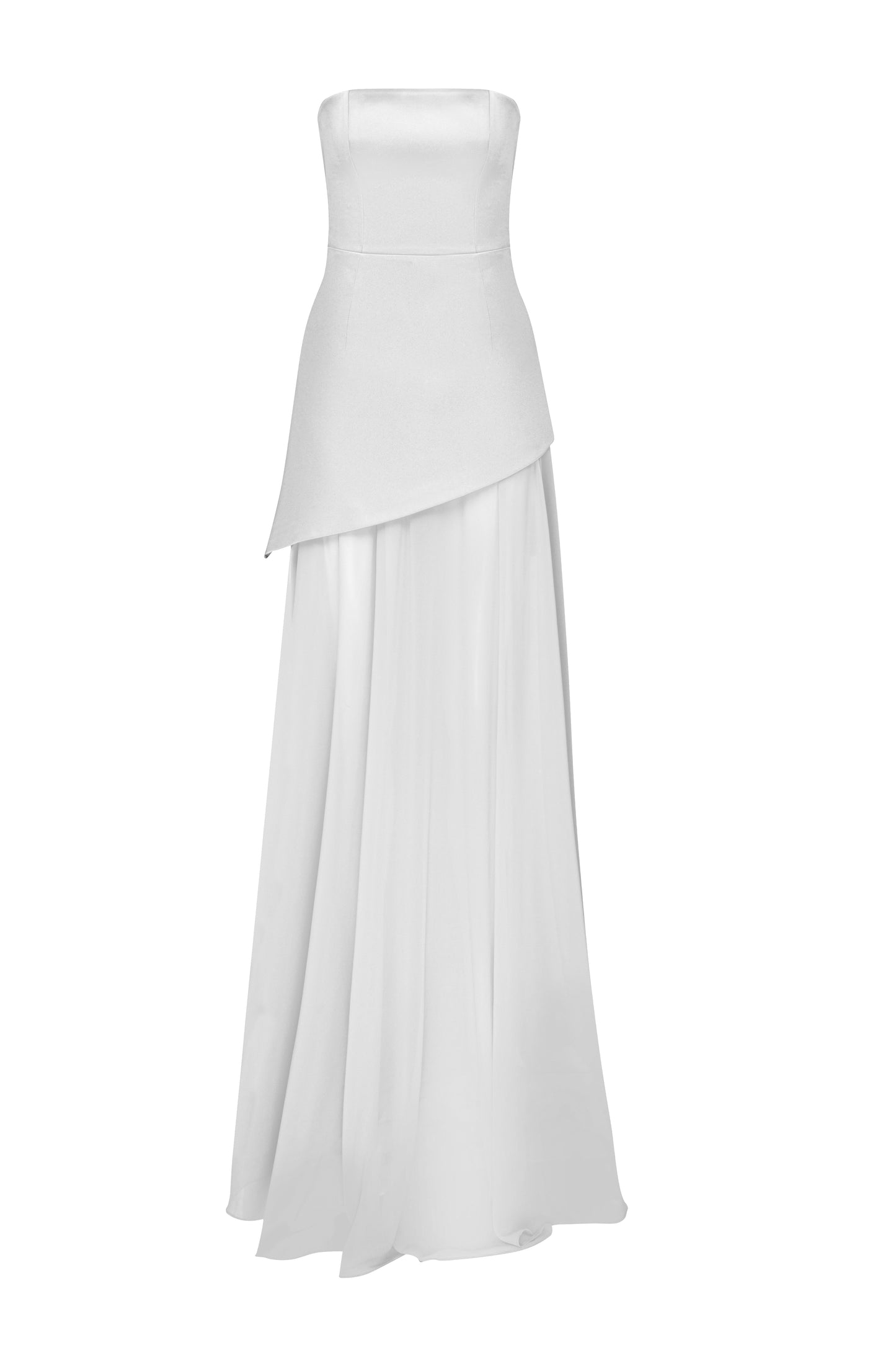 Kaila - White Strapless Asymmetric Maxi Dress