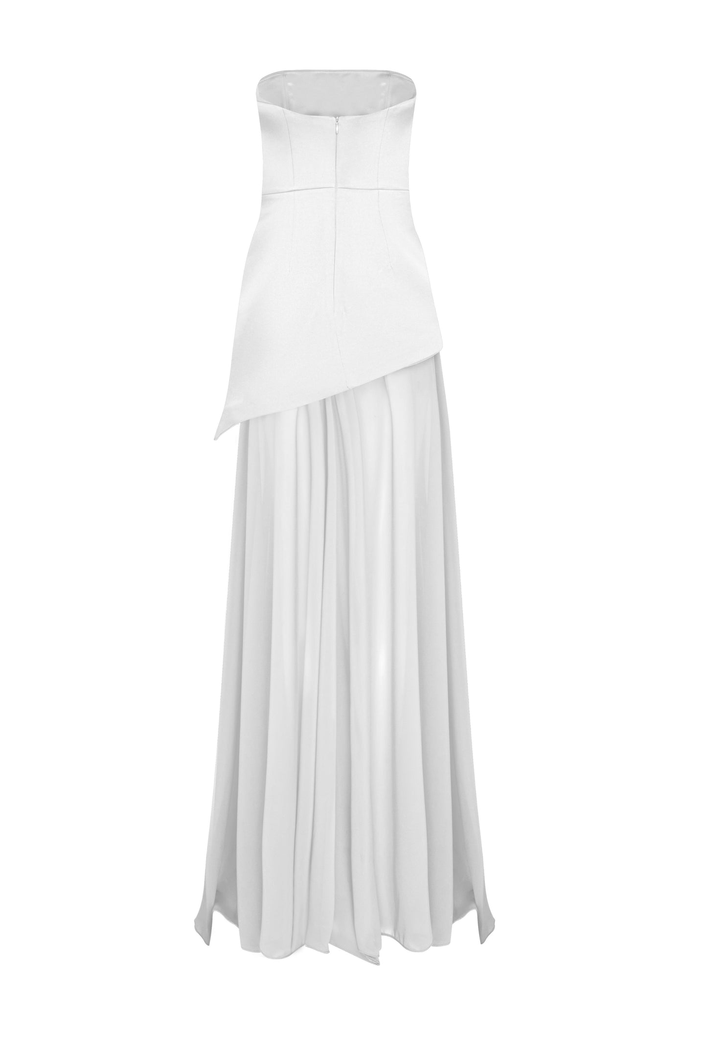 Kaila - White Strapless Asymmetric Maxi Dress
