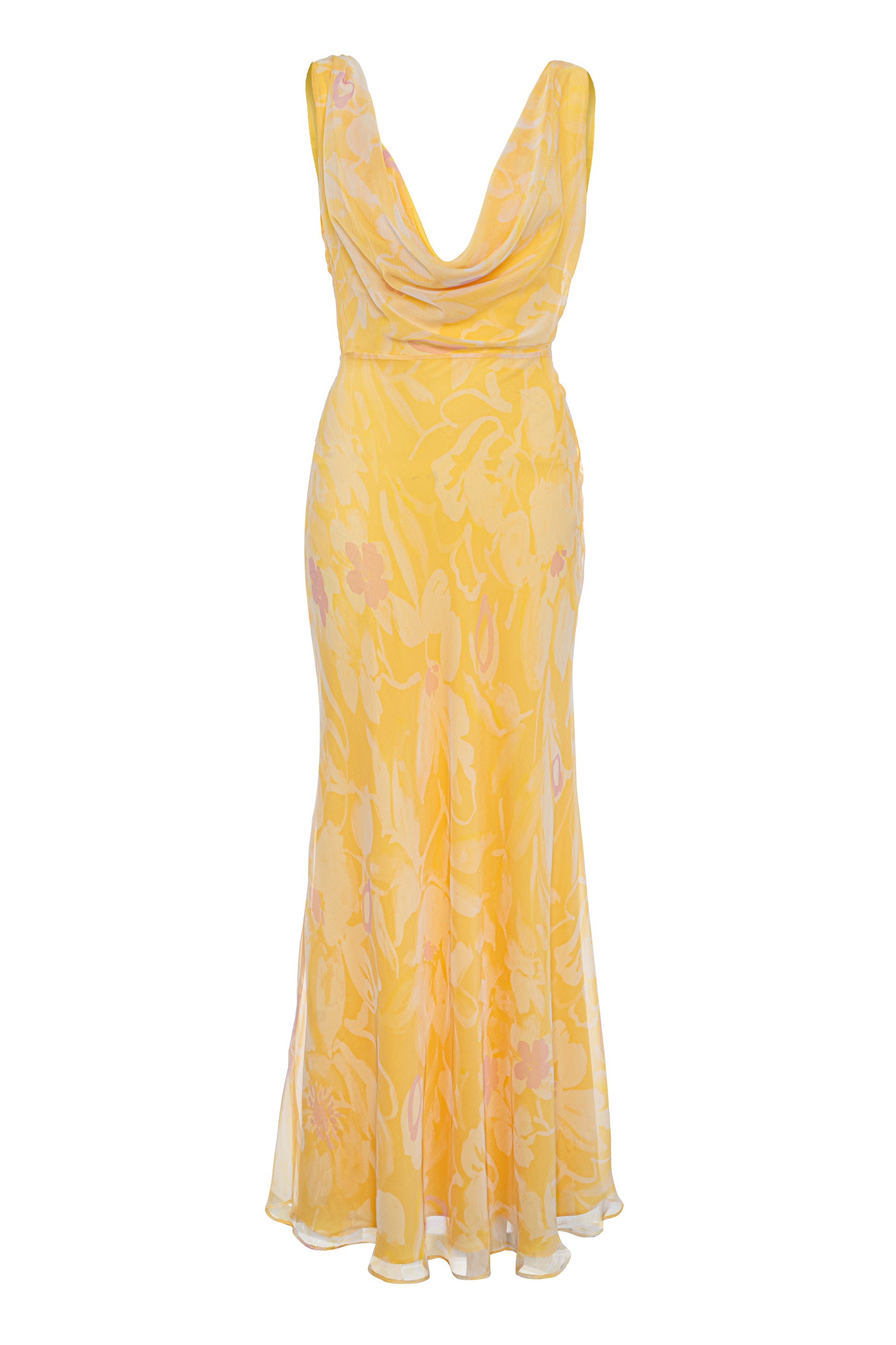 Lena - Draped Floral-Print Chiffon Maxi Dress ROCCIE Lena - Draped Floral-Print Chiffon Maxi Dress ROCCIE