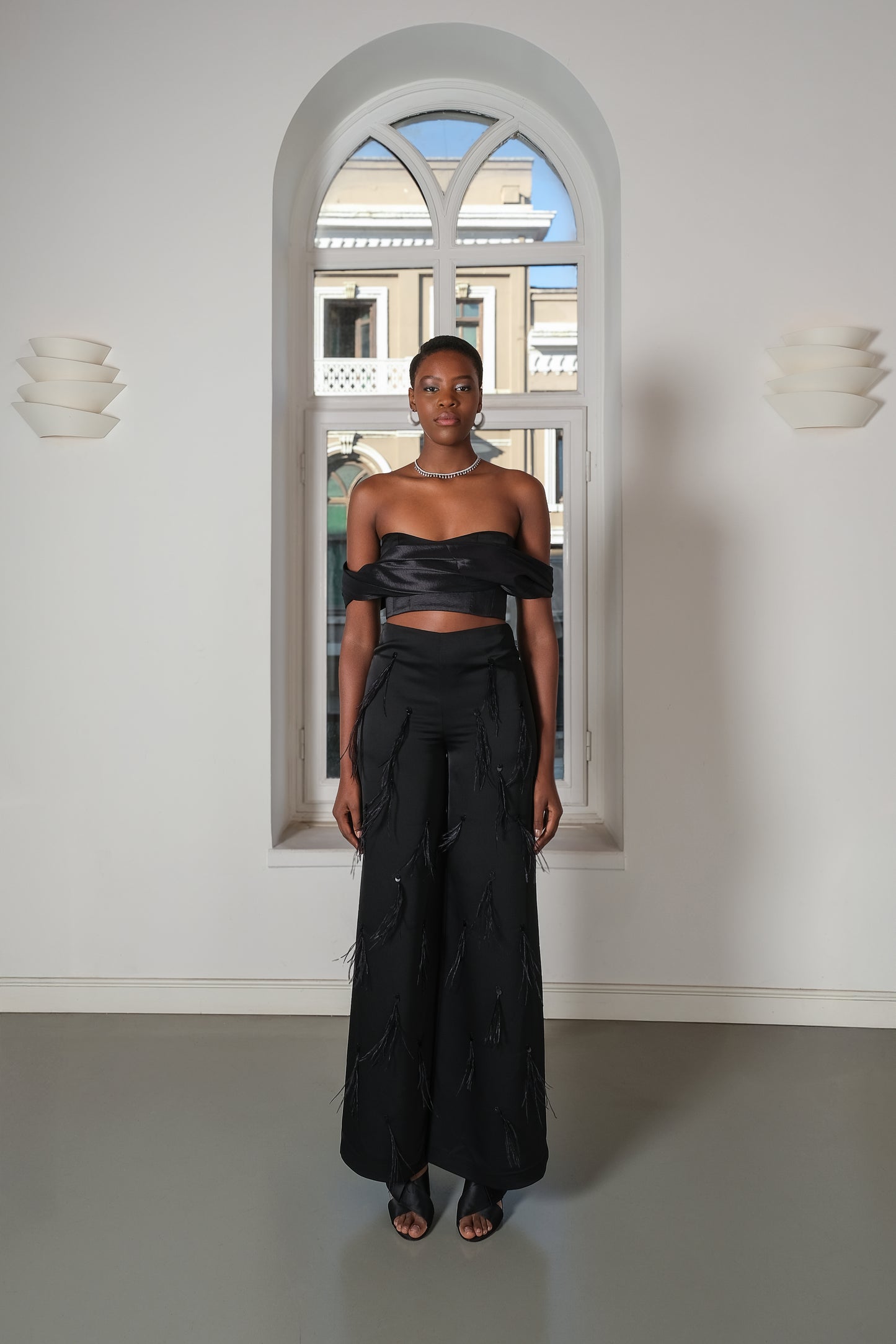 Nikki - Embroidered Satin Pants
