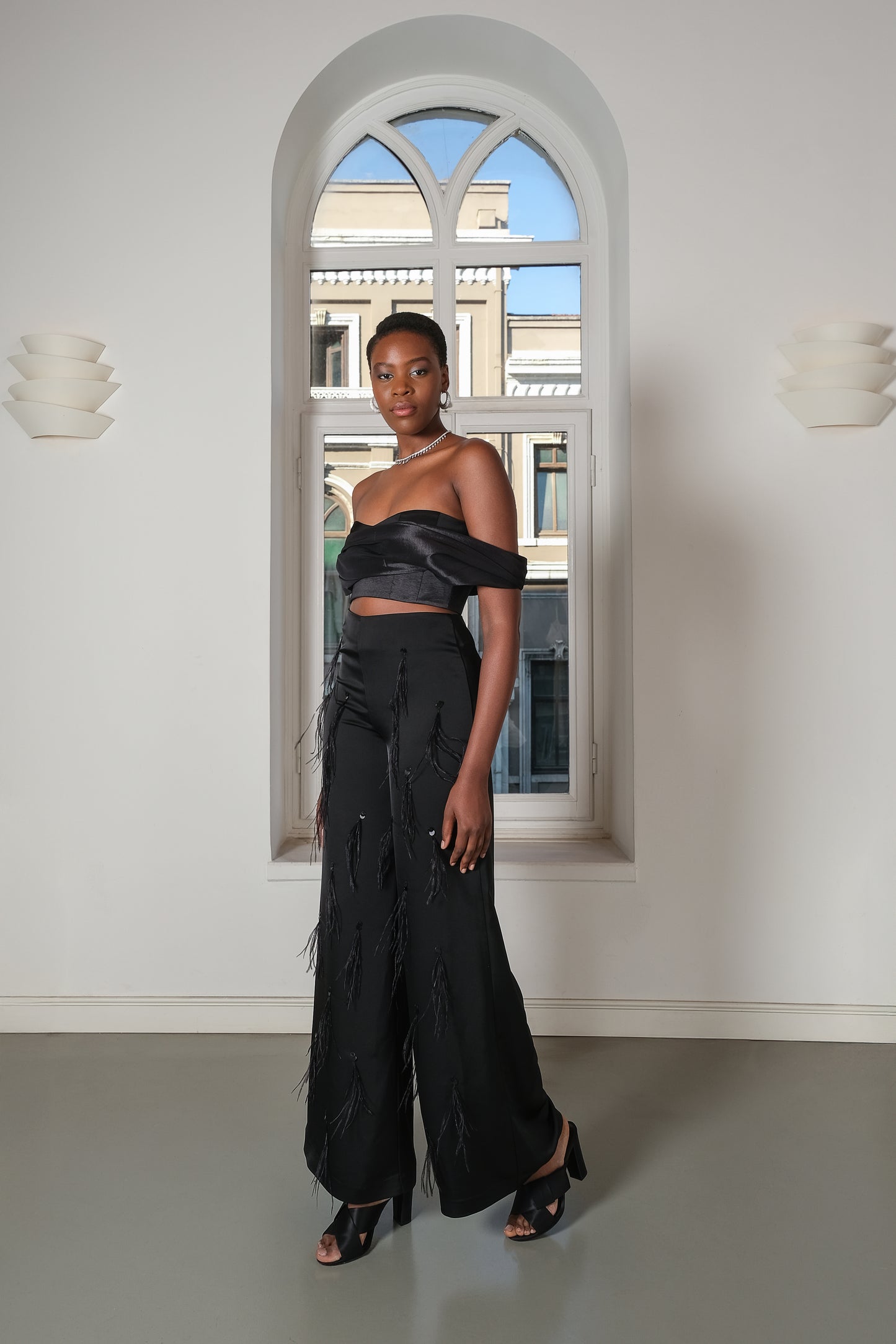 Nikki - Embroidered Satin Pants