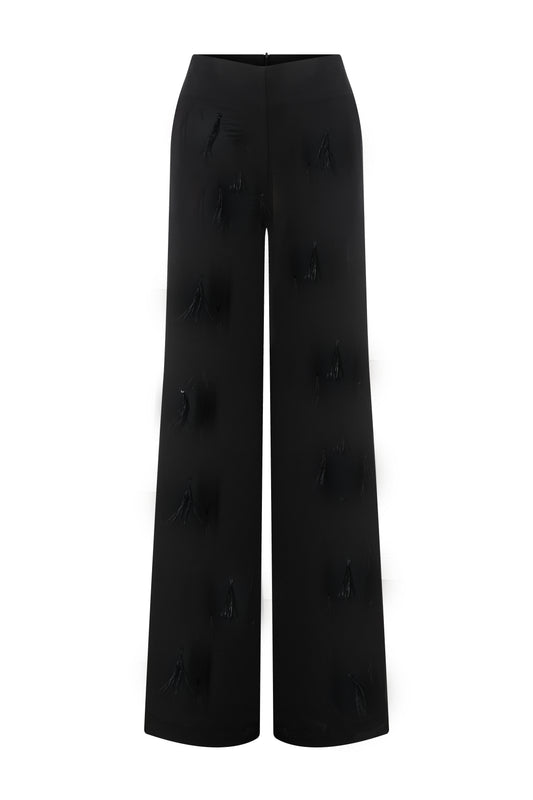 Nikki - Embroidered Satin Pants